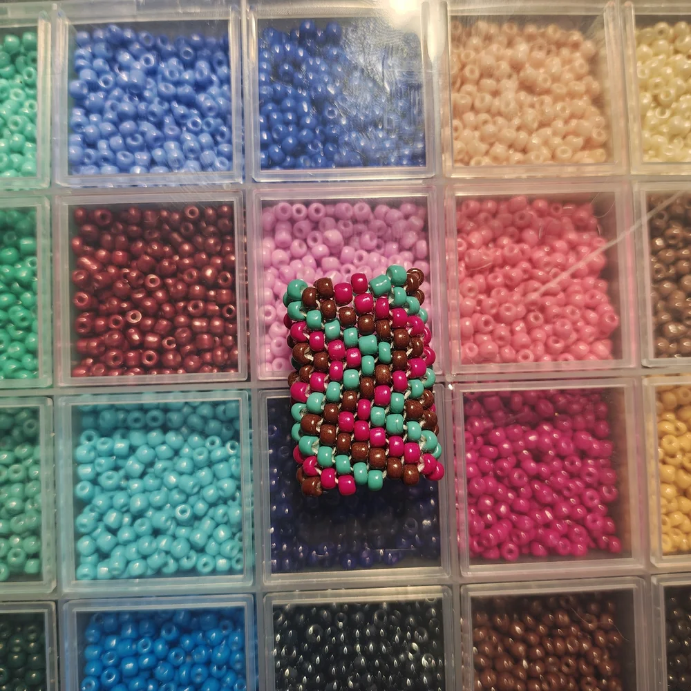 Dreadlock Bead Handmade Pink Blue Zigzag Seed Bead Hair Jewelry Peyote Loc Charm